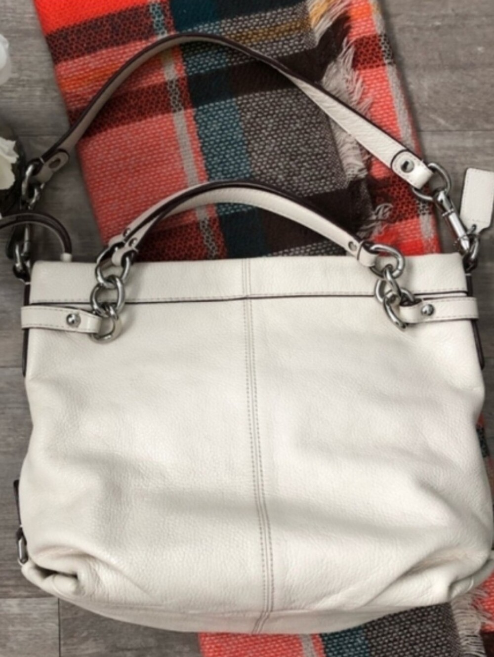 Coach Brooke White CREAM NEUTRAL Hobo Leather Handbag Purse Bag